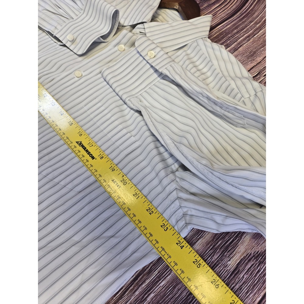 Ermenegildo Zegna Dress Shirt Mens XL White Stripe Cotton Long Sleeve Button Up - Picture 6 of 10